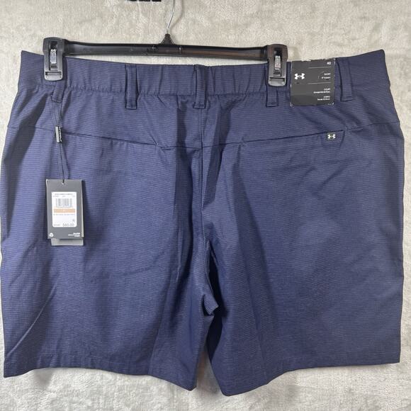 Under Armour NEW Golf Men Short 42 Blue Iso Chill 9" Airvent Water Repel Stretch - Picture 2 of 14